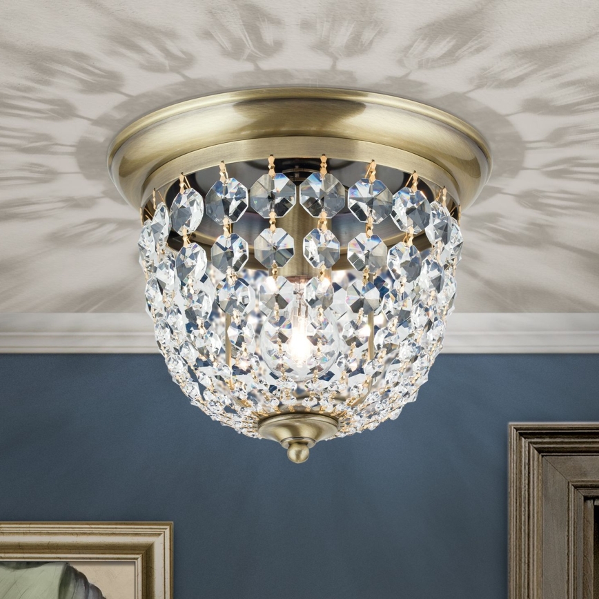 Кристален плафон PLAFOND 1xE27/40W/230V Ø 26 см бронзов