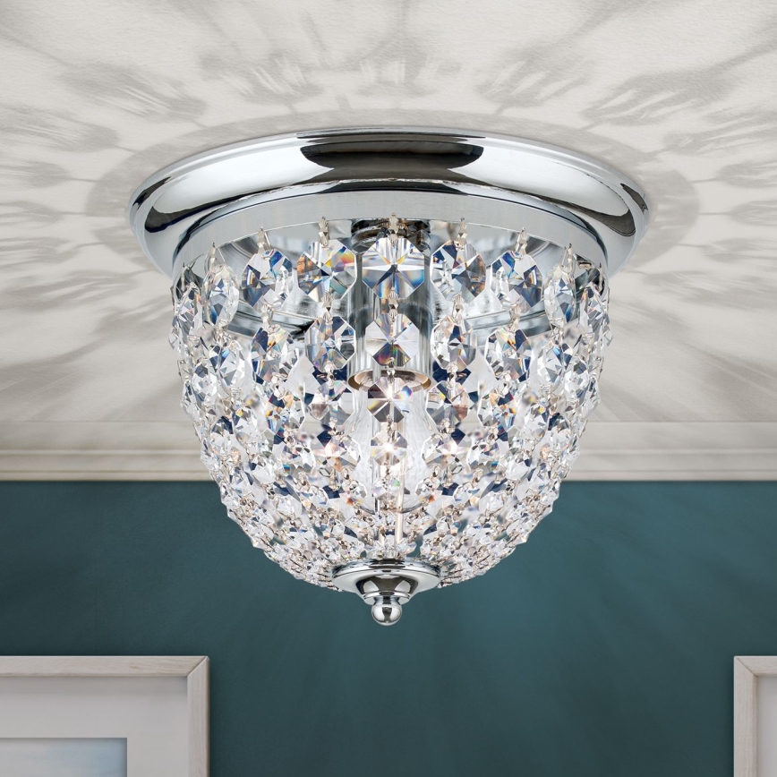 Кристален плафон PLAFOND 1xE27/40W/230V Ø 26 см лъскав хром