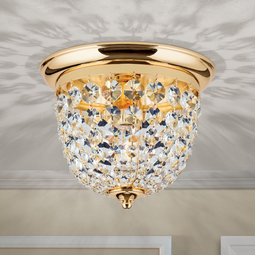 Кристален плафон PLAFOND 1xE27/40W/230V Ø 26 см златист