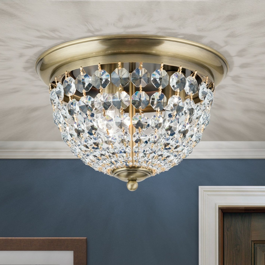 Кристален плафон PLAFOND  3xE27/40W/230V Ø 35 см бронзов