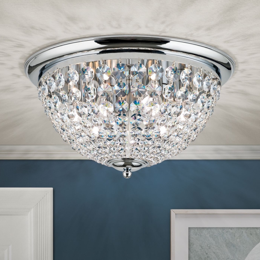 Кристален плафон PLAFOND 6xE27/40W/230V Ø 47 см лъскав хром