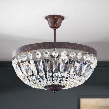 Кристален полилей ARILA 3xE14/40W/230V Ø 40 см кафяв/патина