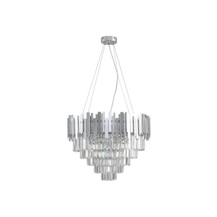 Кристален полилей на кабел PLAZA 9xE14/40W/230V Ø 60 см сребърен