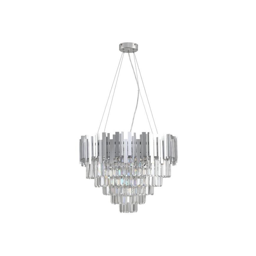 Кристален полилей на кабел PLAZA 9xE14/40W/230V Ø 60 см сребърен