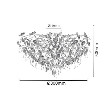 Кристален полилей за повърхностен монтаж 12xG9/40W/230V лъскав хром