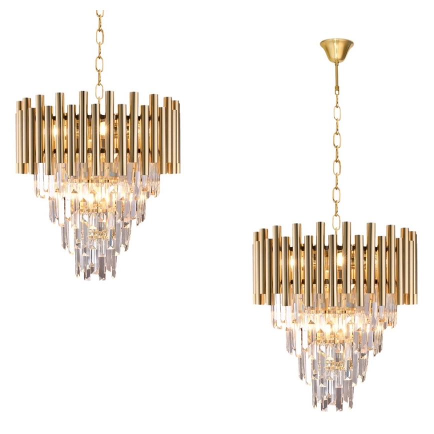 Кристален висящ полилей MADISON 9xE14/40W/230V златист