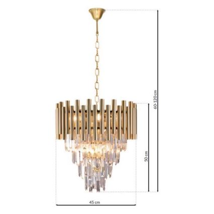 Кристален висящ полилей MADISON 9xE14/40W/230V златист