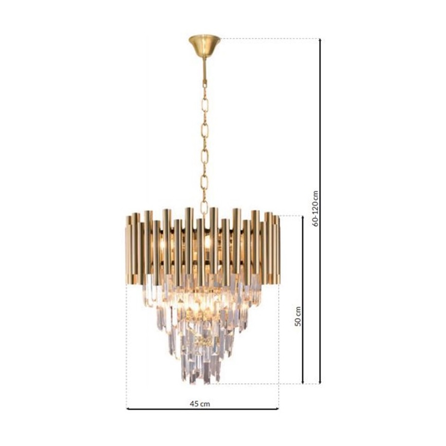 Кристален висящ полилей MADISON 9xE14/40W/230V златист