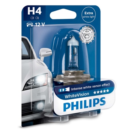Ксенонова автомобилна крушка Philips WHITE VISION 12342WHVB1 H4 P43t-38/55W/12V 4300K