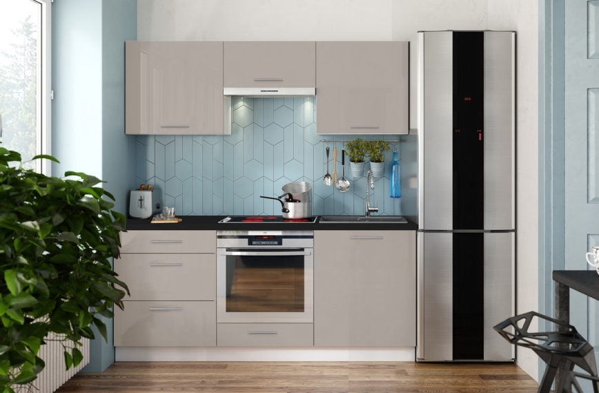 Кухненска линия CELESTE 180 см, гланцова таупе