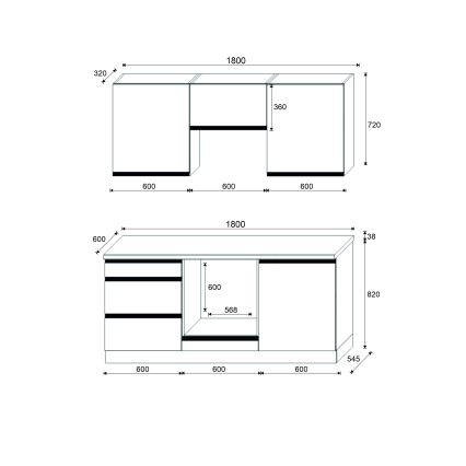 Кухненска линия MARINA 180 см, дъб крафт