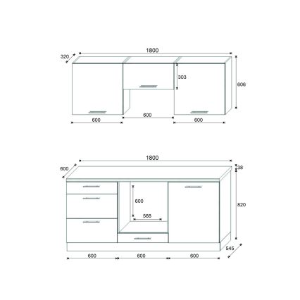 Кухненски комплект CELESTE 180 см бял гланц