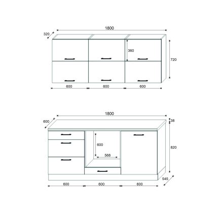 Кухненски комплект ELISE 180 см графит
