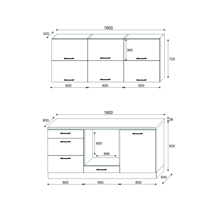 Кухненски комплект ELISE 180 см графит