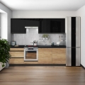 Кухненски комплект MARINA 240 см, дъб крафт/лъскаво черно