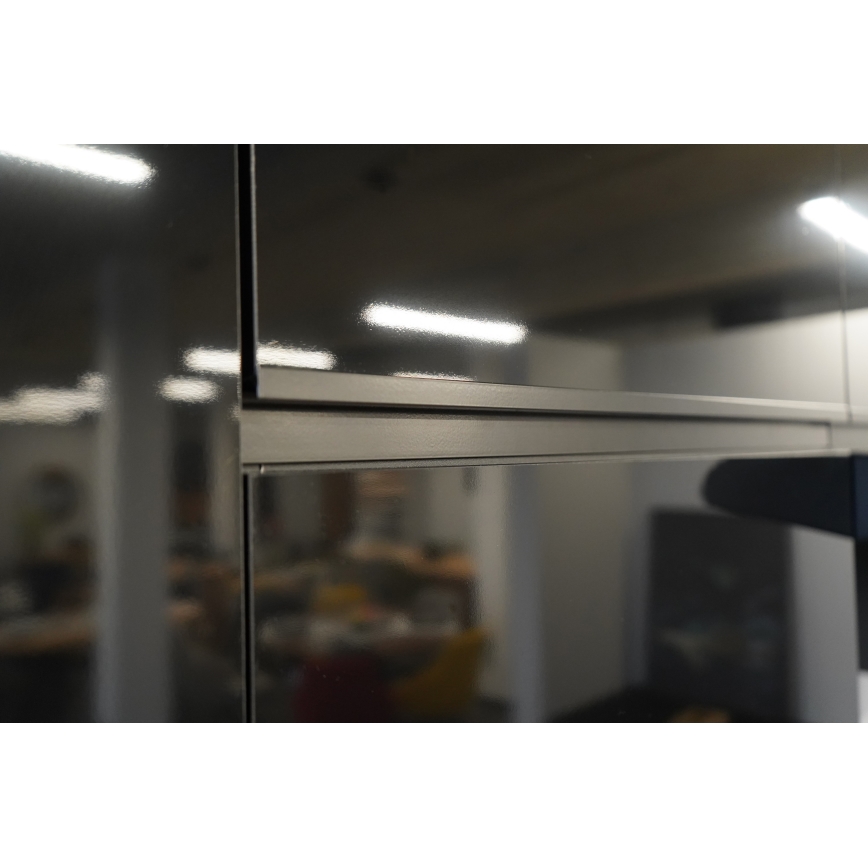 Кухненски комплект MARINA 240 см, дъб крафт/лъскаво черно