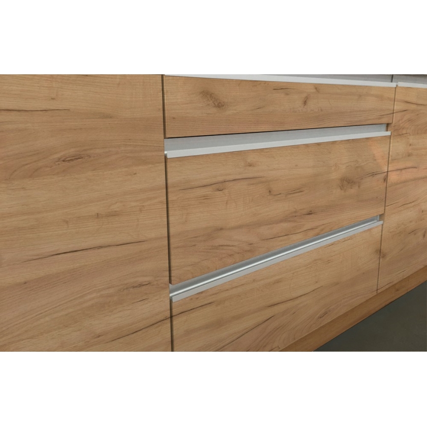 Кухненски комплект MARINA 240 см крафт дъб/гланцово бяло