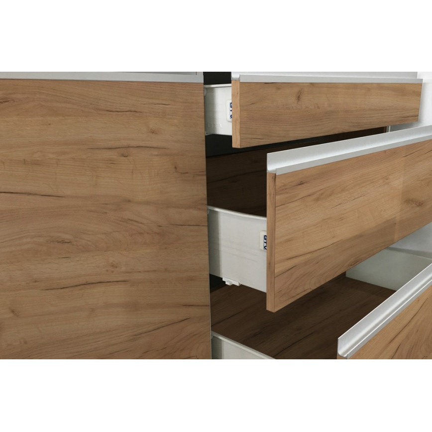 Кухненски комплект MARINA 240 см крафт дъб/гланцово бяло