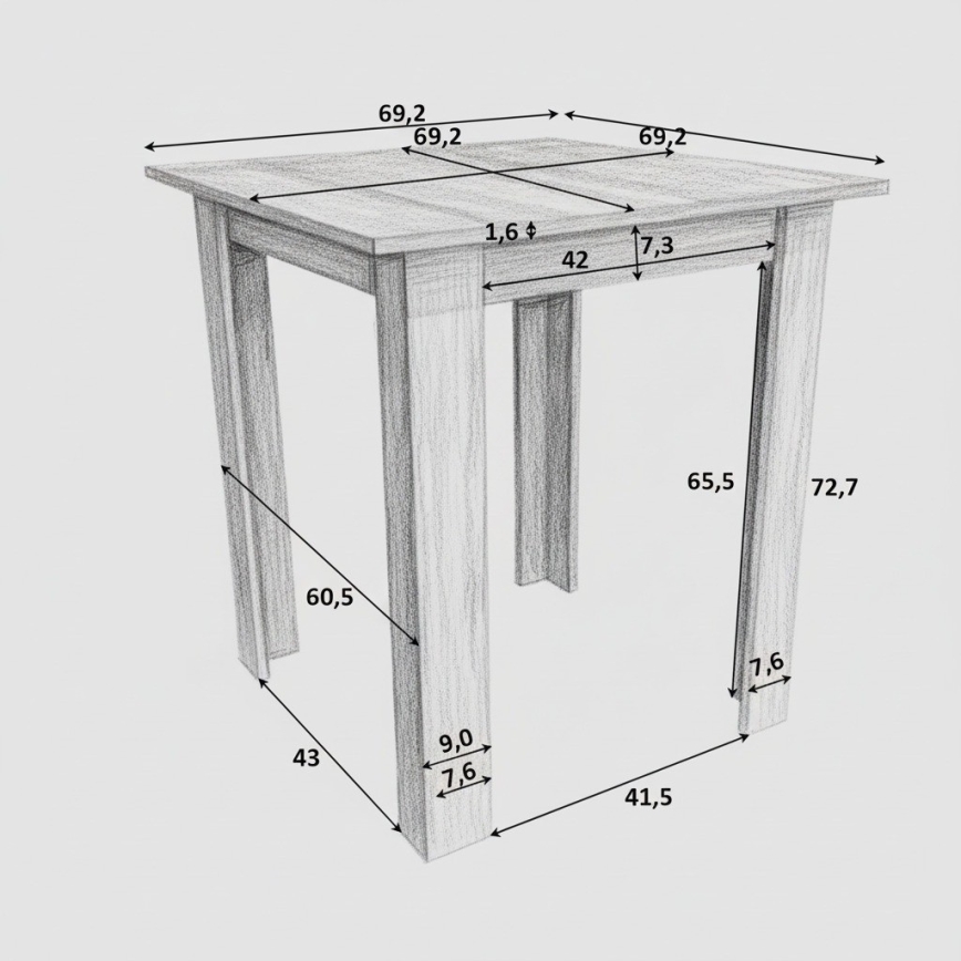 Квадратна трапезна маса LEVI дъб