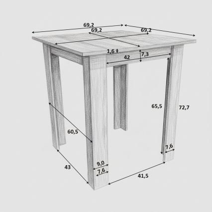Квадратна трапезна маса LEVI дъб сонома