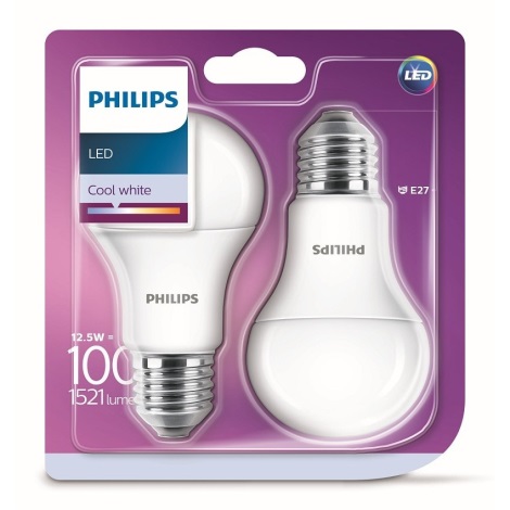 Комплект 2x LED крушка Philips A60 E27/12,5W/230V 4000K