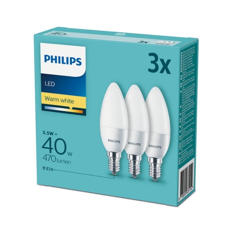 Комплект 3x LED крушка Philips E14/5,5W/230V 2700K