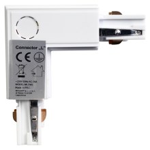 Конектор за лампи в релсова система 3-фазен TRACK бял тип L