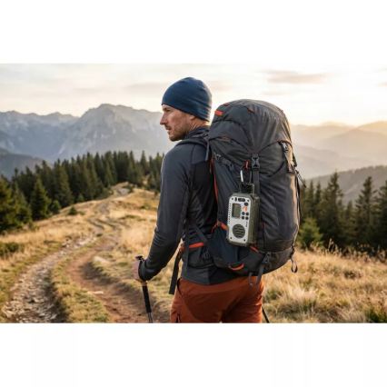 Кемпинг радио с манивела, слънчев панел и LED фенер с функция на power bank 5V/3xAAA/2000 mAh IPX4 зелено