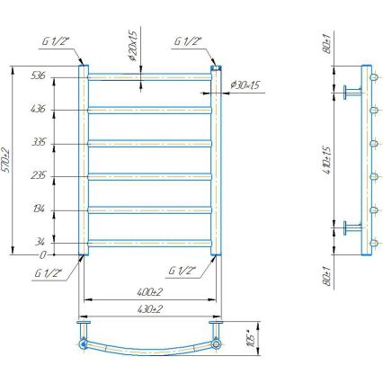 Кърподържач-радиатор за баня INOX CLASSIC 120W/230V 57x43 cm, неръждаема стомана/бял