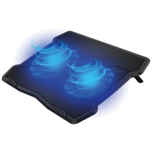 Охлаждаща подложка за лаптопи с 2 вентилатора 2xUSB черна