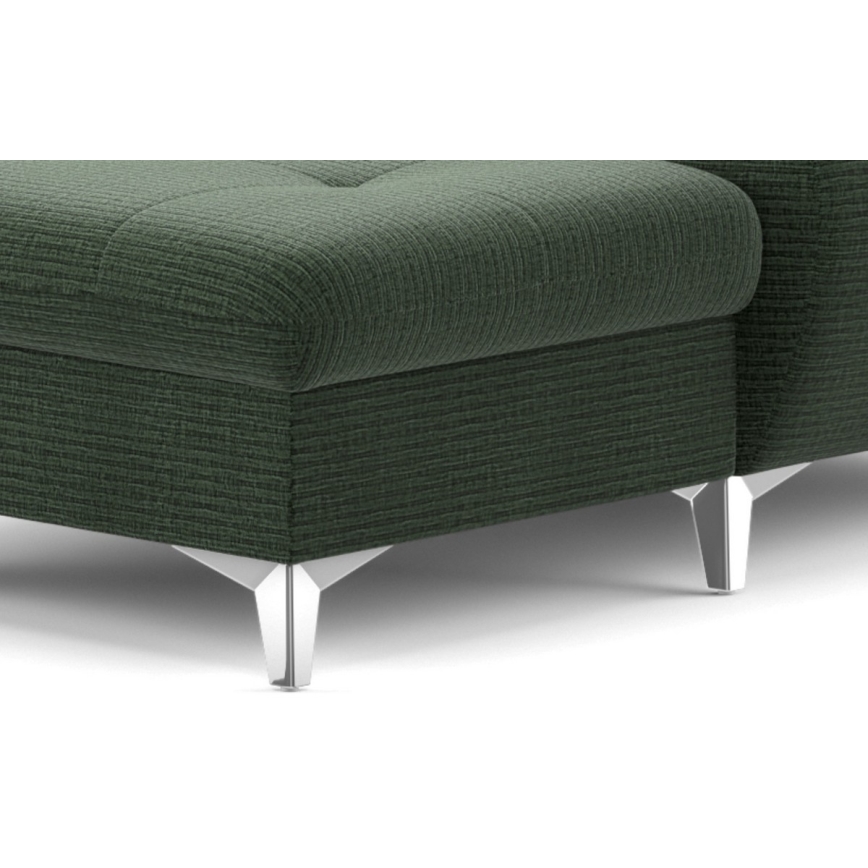 Разтегателен ъглов диван с ракла във форма на U CATANIA, ляв, зелен