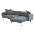 Ъглов диван L PISA — сив, с десен ъгъл