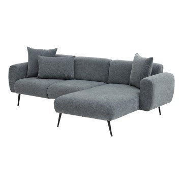 Ъглов диван L PISA — сив, с десен ъгъл