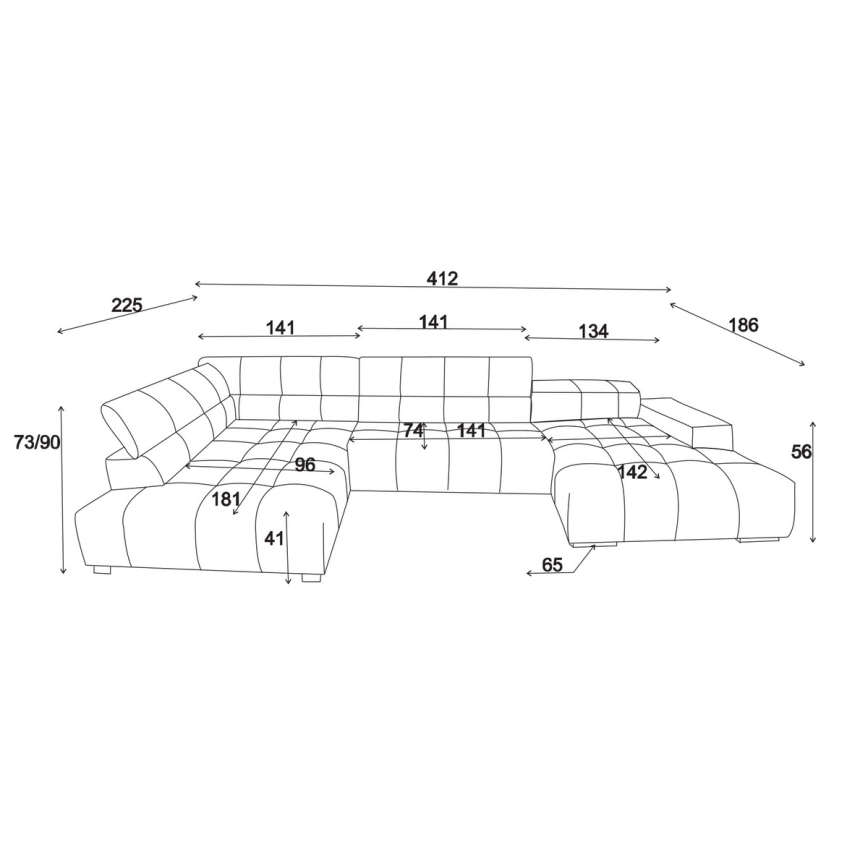 Ъглов диван във форма на U TROPEA ляв, бежов
