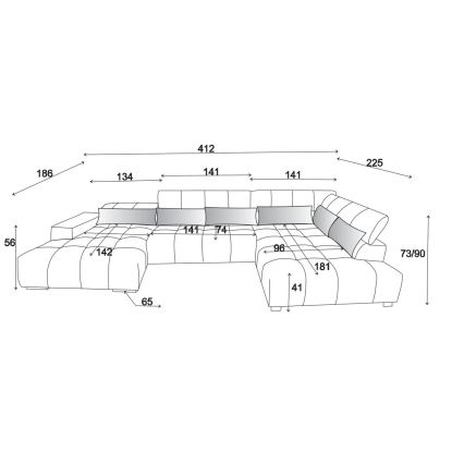 Ъглов диван с облегалки за глава във формата на U TROPEA, десен, кафяв