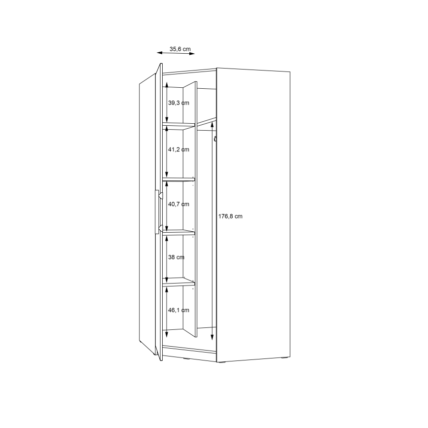 Ъглов гардероб MARO 94x213 см дъб Artisan