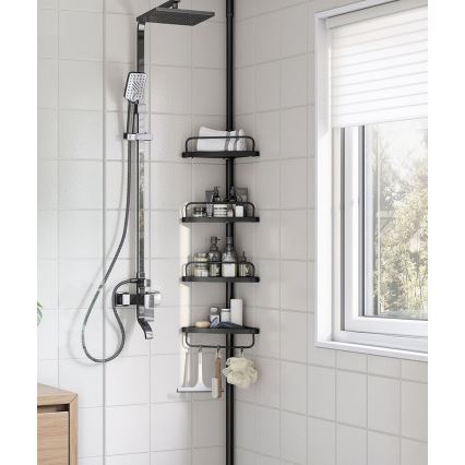 Ъглов рафт за баня DEX, черен