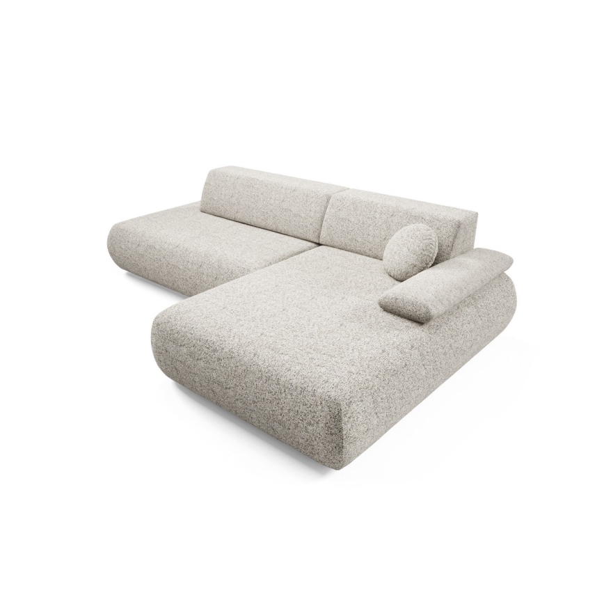 Ъглов разтегателен диван L-форма PRATO, с място за съхранение, десен, бежов