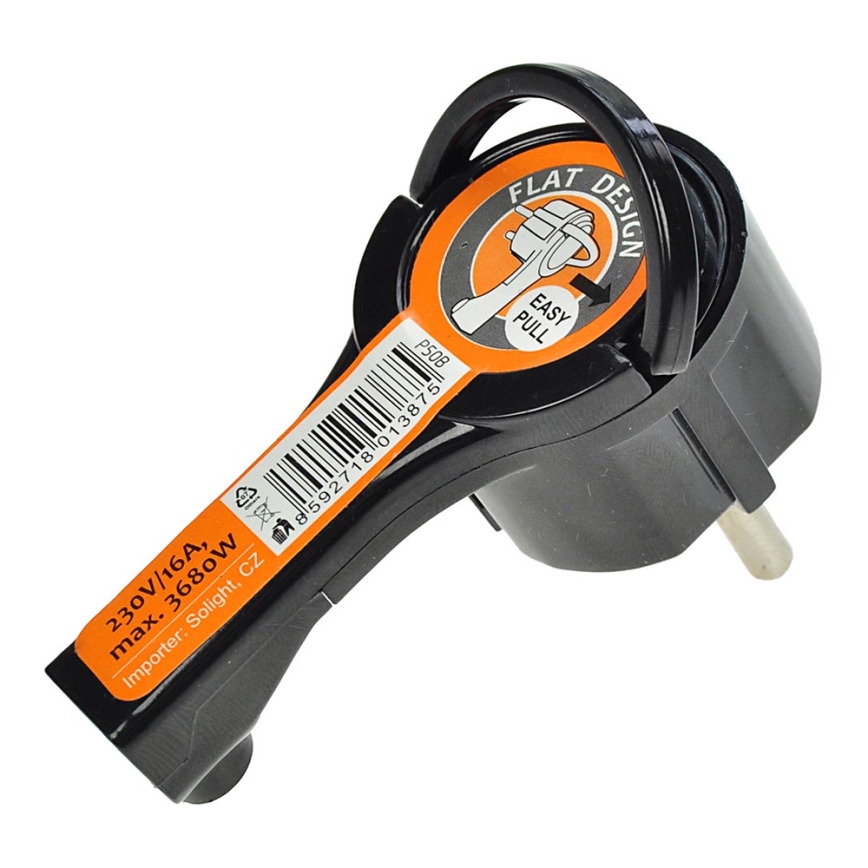 Ъглов щепсел 230V/16A черен