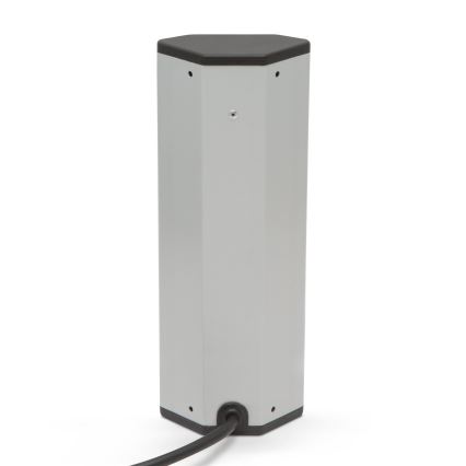 Ъглов стълб за контакти 4x230V + 2xUSB-A черен/сребрист