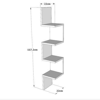 Ъглова етажерка 117,2x22 см бор атлантик