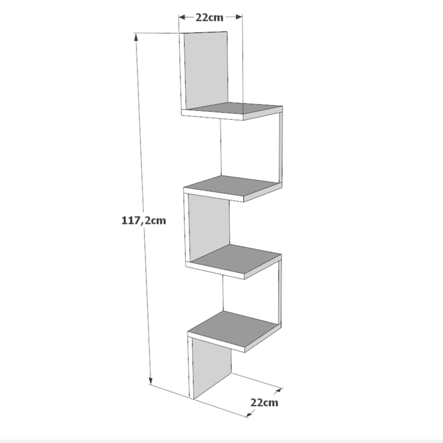 Ъглова етажерка 117,2x22 см бор атлантик