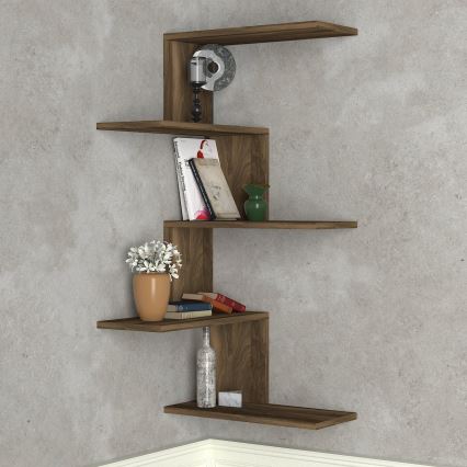 Ъглова етажерка CANIKO 109x51,5 cм кафява