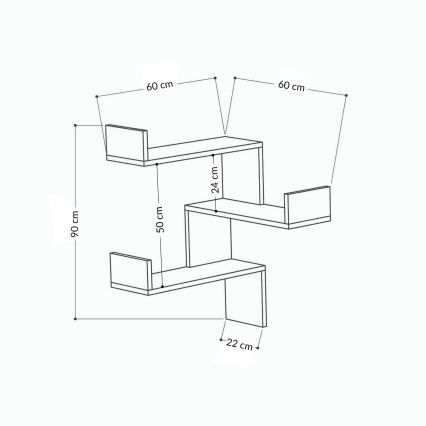 Ъглова етажерка LUKSA 90x60 cм кафява