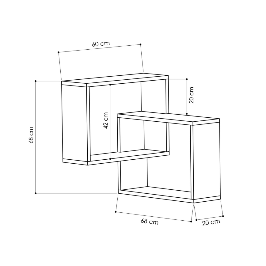 Ъглова етажерка RING 68x68 cм кафява