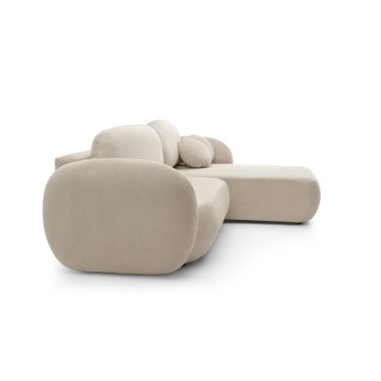 Ъглова разтегателна гарнитура тип L OLBIA с ракла, дясна, бежова