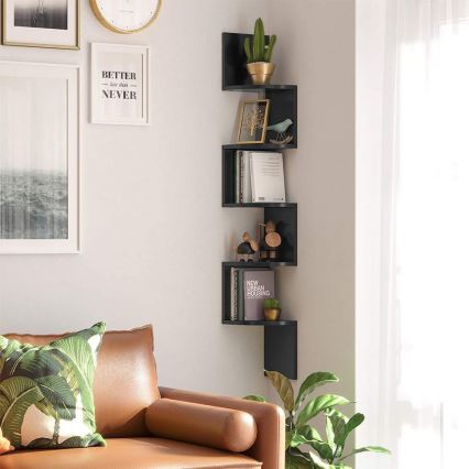 Ъглова стенна полица SNAKE в черно