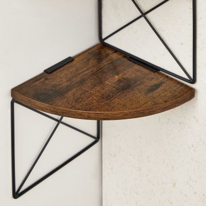 Ъглова стенна полица SNAKE, кафява/черна