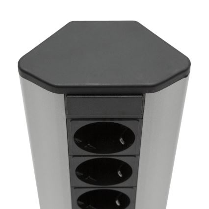 Ъглова колона с контакти 3x230V + 2xUSB-A черна/сребриста