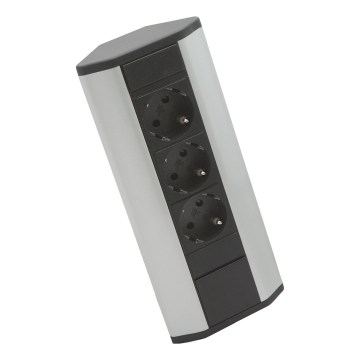 Ъглова колонка за контакти 3x230V черна/сребриста